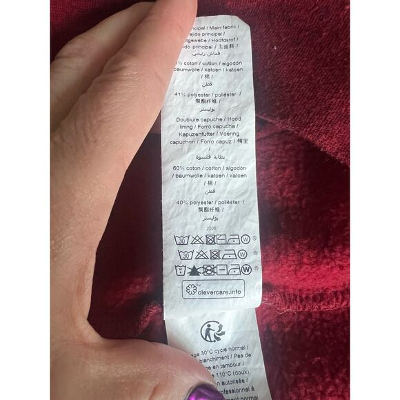 IKKS SWEAT JACKET RED WITH HOUNDSTOOTH GUITAR LOGO ON BACK BOYS 14-16 - Picture 14 of 15